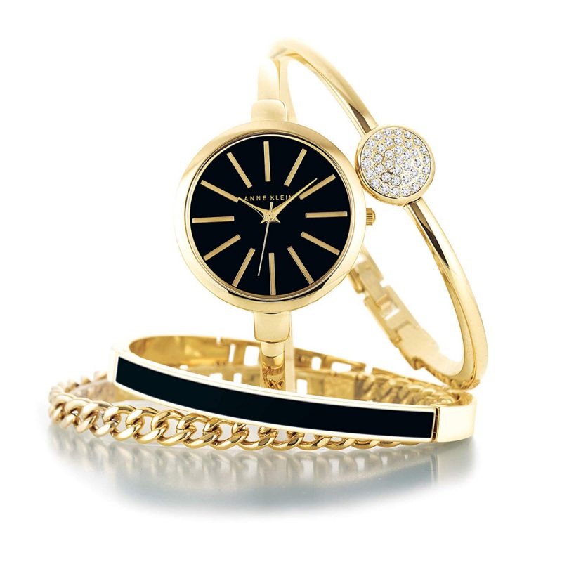 Anne Klein Women's Bangle Watch and Swarovski Crystal Bracelet Set, AK/1470