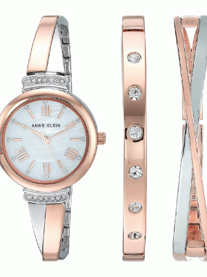 ANNE KLEIN Mother of Pearl Ladies Watch and Bracelet Set (AK/2245RTST)
